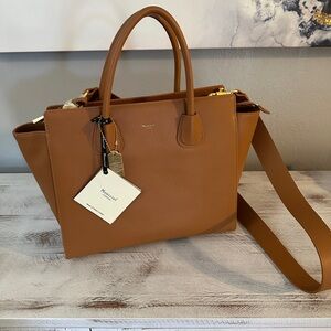 Moncrief London BROOKE LATTE ITALIAN Leather 2 WAY HANDBAG